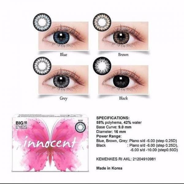 PAKET SOFTLENS INNOCENT DIA 16MM + CAIRAN NICE LOOK 60ML + PINSET + LENSCASE / COD INSTAN SAMEDAY / LENSA KONTAK / PAKET MURAH