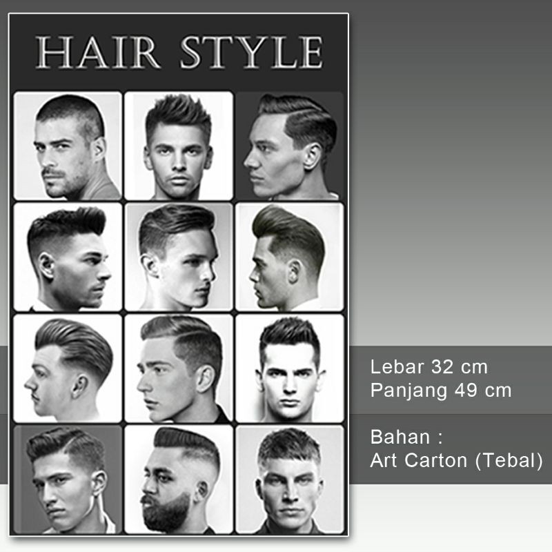 Poster Barbershop Pangkas Rambut & Salon Model Terbaru Gaya Rambut Pria Terbaru