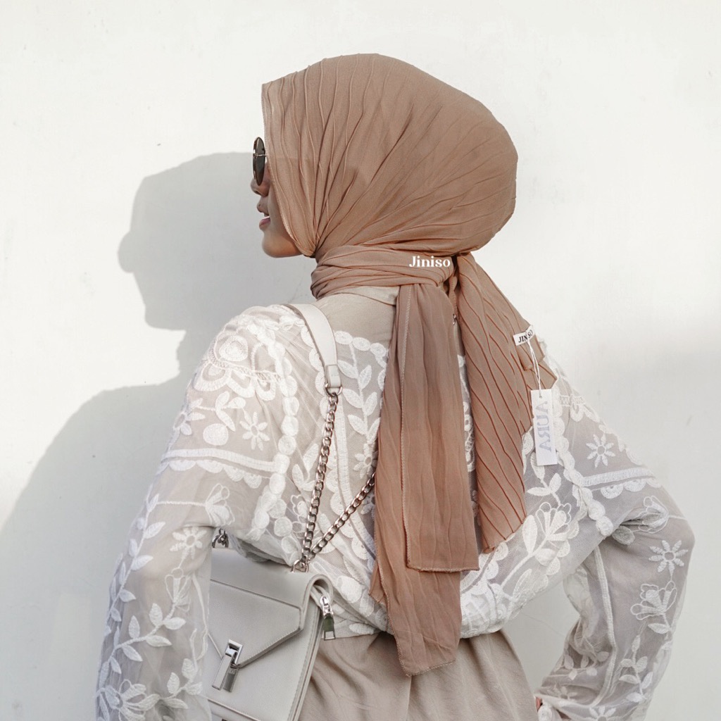 JINISO - Aura Wave Earth Tone Pashmina Full Plisket-HAZELNUT