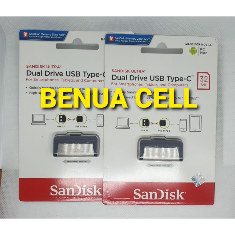 FLASHDISK SANDISK OTG TYPE C 32GB - FD OTG SANDISK TIPE C 32GB GARANSI RESMI