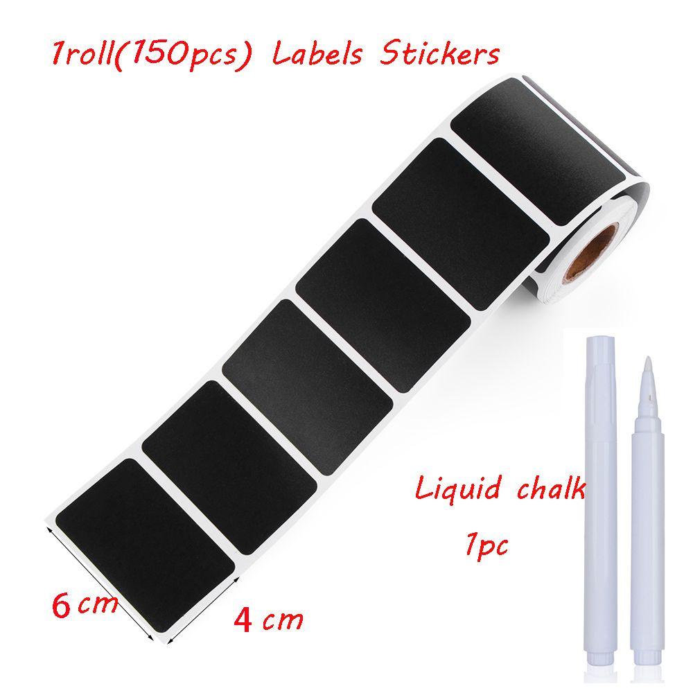 Solighter 150pcs/roll Label Stiker Papan Tulis Tahan Air Selai Toples Blackboard Label