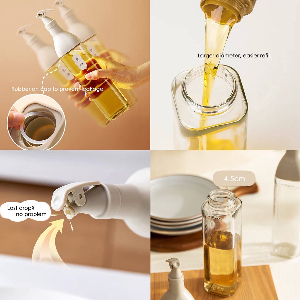 Botol Minyak Kaca 500ml Glass Oil Bottle Dispenser Pourer Botol Minyak Estetik - HW032