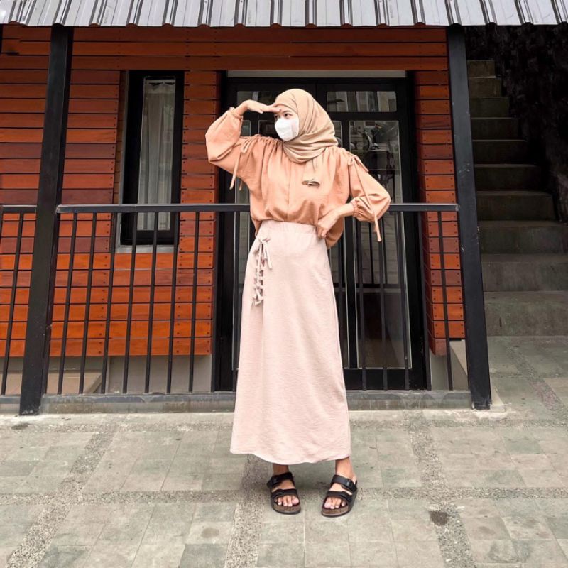 Tari Skirt | Rok Tali Simpul | Rok Korea Aesthetic (tali lepas pasang)