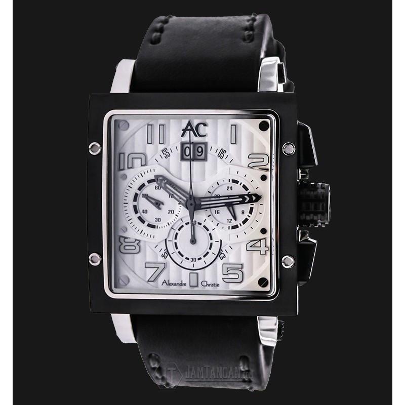 Alexandre Christie AC 6195 MC LTBSLBA Man Sport White Dial Black Leather Strap