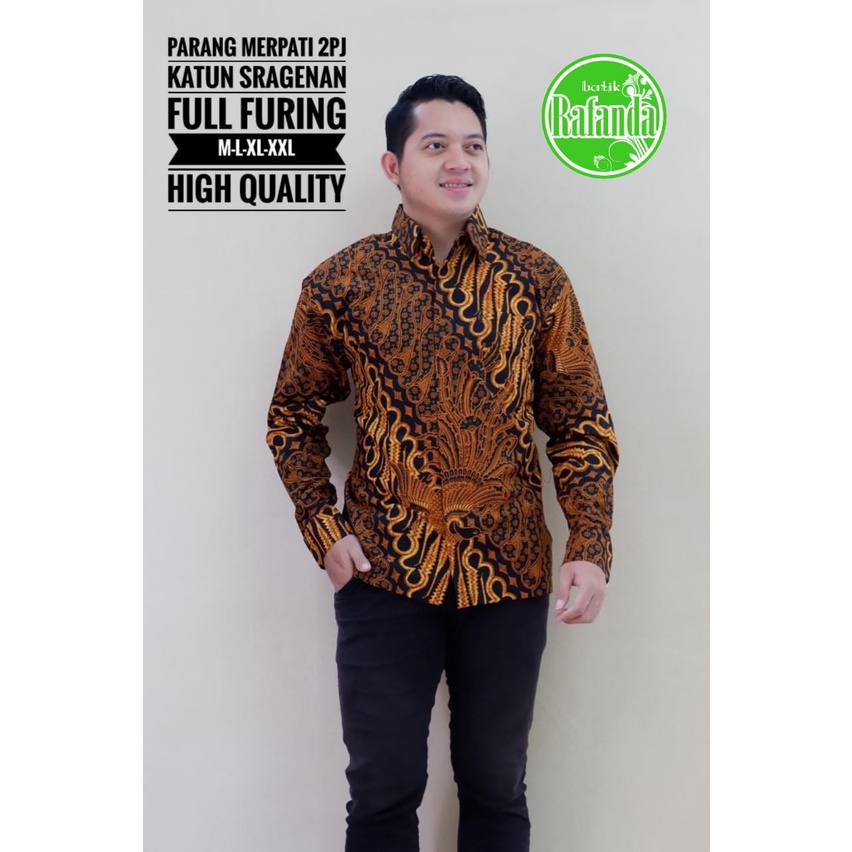 Atasan Kemeja Baju Batik Pria Lengan Panjang PREMIUM Modern LAPIS FURING PARANG MERPATI RAFANDA