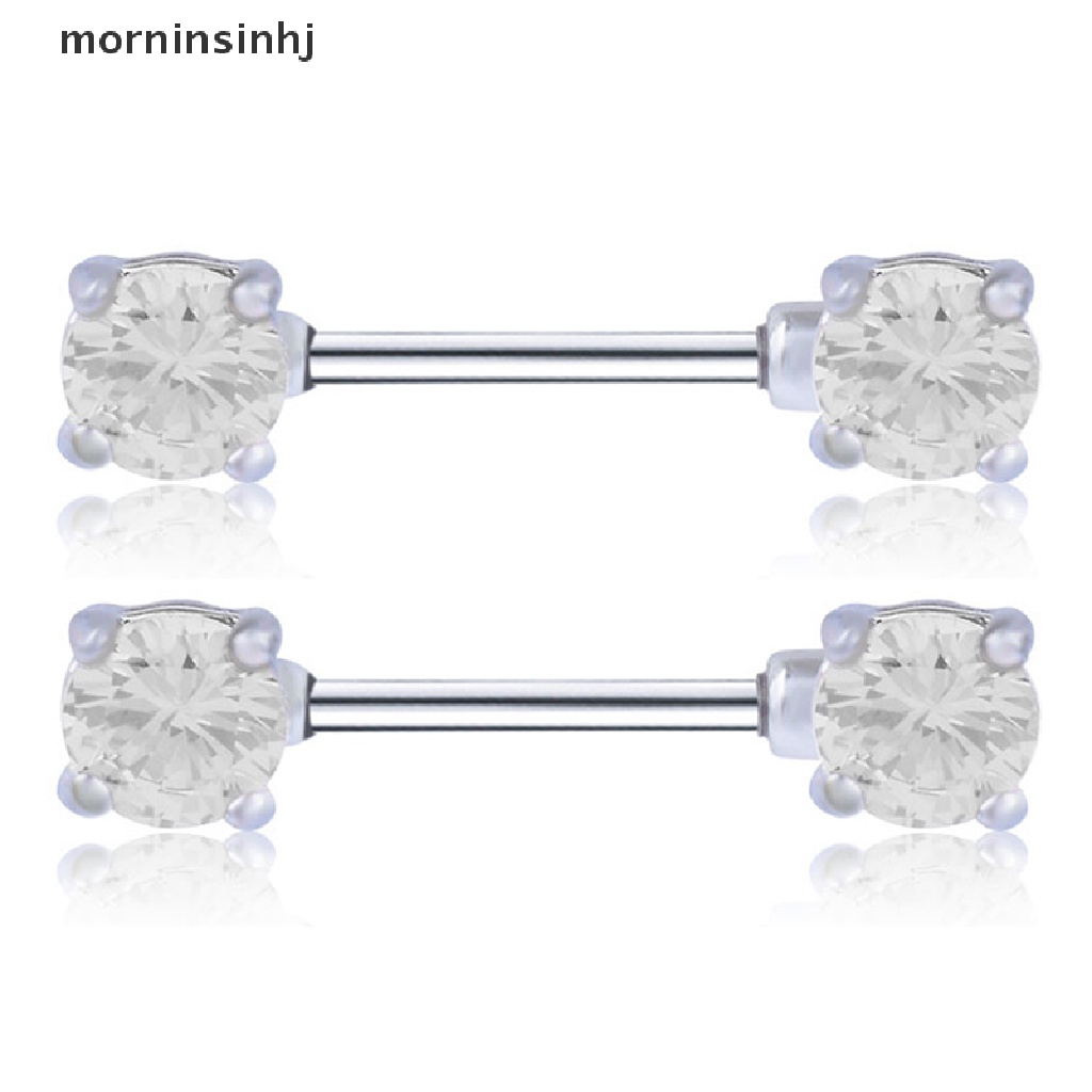 Mornin 16pcs / Set Anting Tindik Puting Bahan Stainless Steel Hias Kristal Untuk Wanita