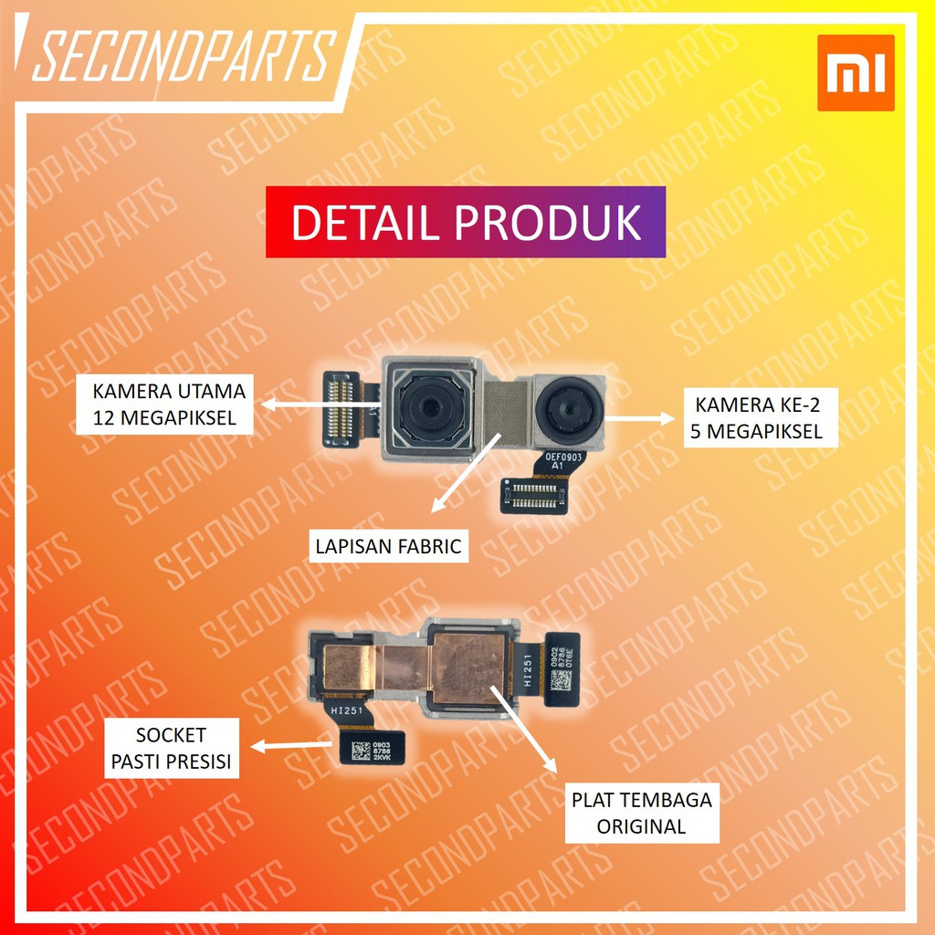 DUAL KAMERA BELAKANG XIAOMI MIA2 LITE / REDMI 6 PRO ORIGINAL COPOTAN