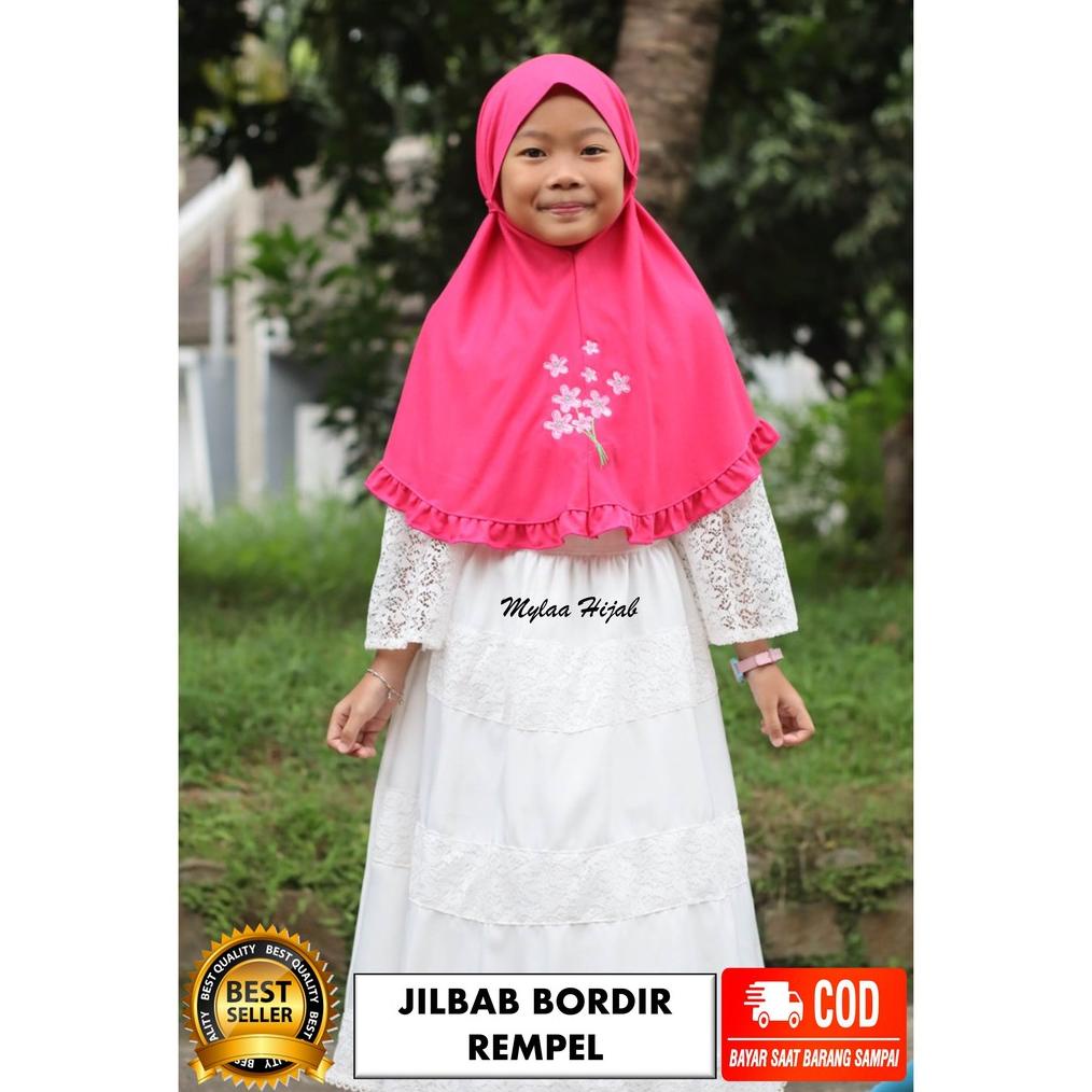 Jilbab Bordir Anak Daisy Instan Bergo Kaos Tali Anak Sekolah Satu Ukuran Harga Grosir Rabbani 02