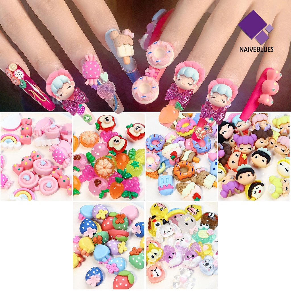 Naiveblue 20Pcs Charms Berlian Imitasi 3D Bahan Resin Tahan Air Untuk Dekorasi Nail Art