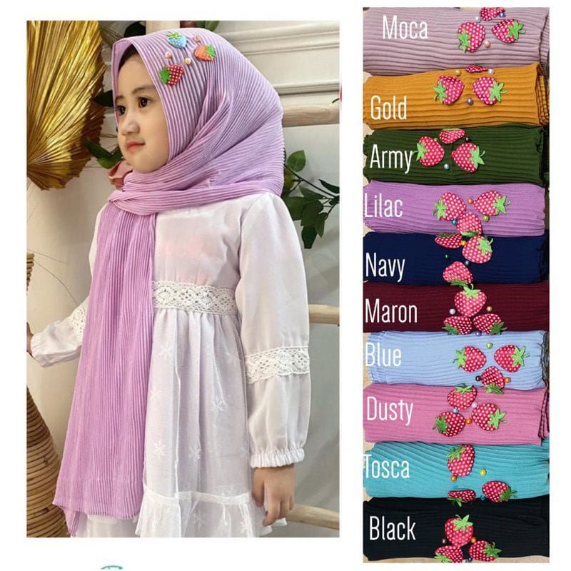 Pashmina Tali Plisket anak / pashmina Motif / hijab anak perempuan