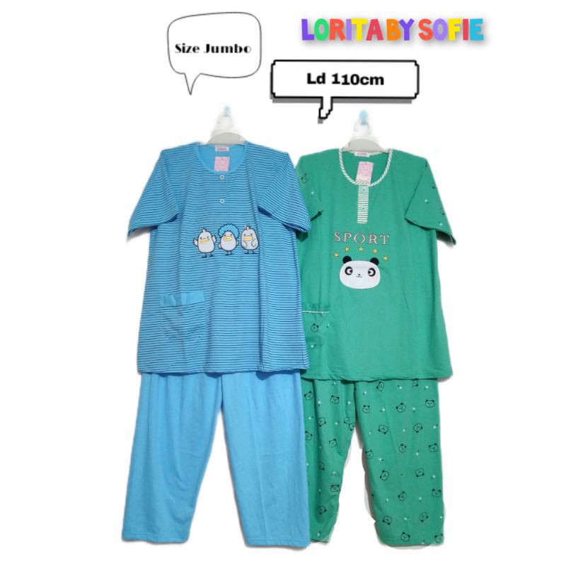 baju tidur size jumbo Celana panjang lengan pendek (part 1) lorita by sofie