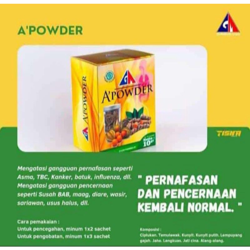

PROMO DISKON TERBATAS - GM A POWDER / herbal GM untuk pencernaan dan pernafasan
