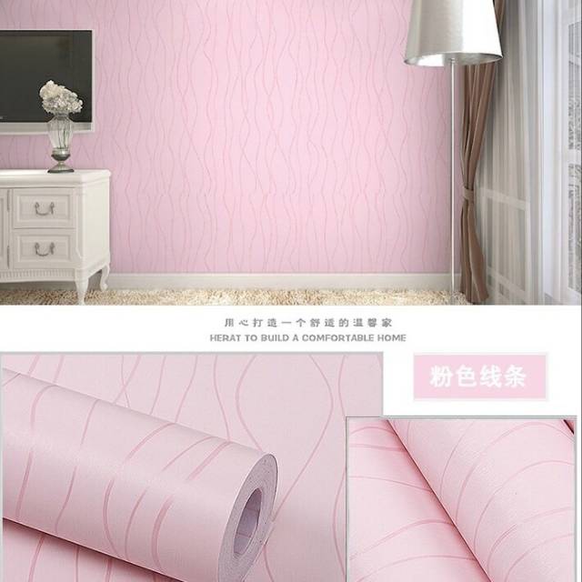 Wallpaper stiker motif wave pink salur