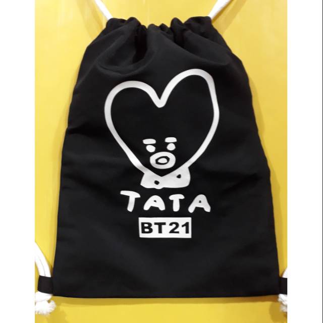 aLghifshop Tas Serut Hitam bt21 karakter Tata
