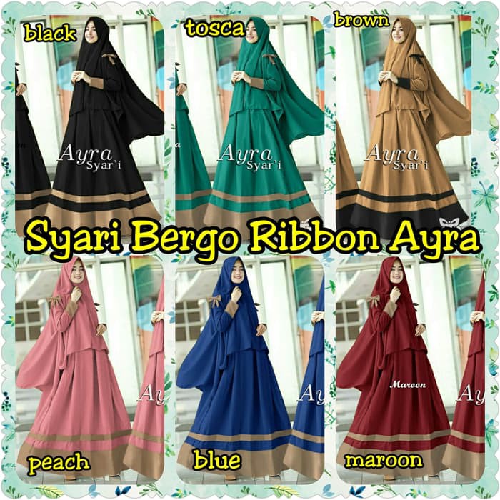 Syari Bergo Ribbon AYRA   Biru