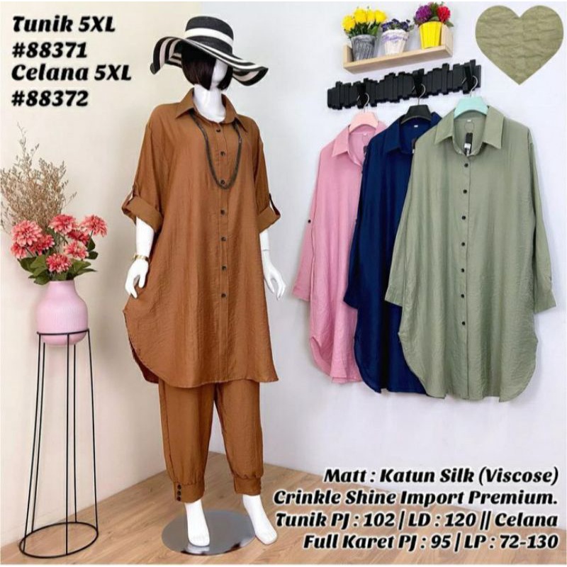 SETELAN CELANA CRINKLE JUMBO/ONESET BIGSIZE IMPORT