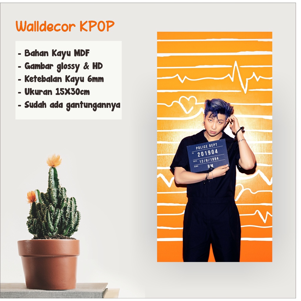 WALLDECOR BTS RM BUTTER UKURAN 15X30 CM WALL DECOR POSTER KAYU HIASAN DINDING KPOP