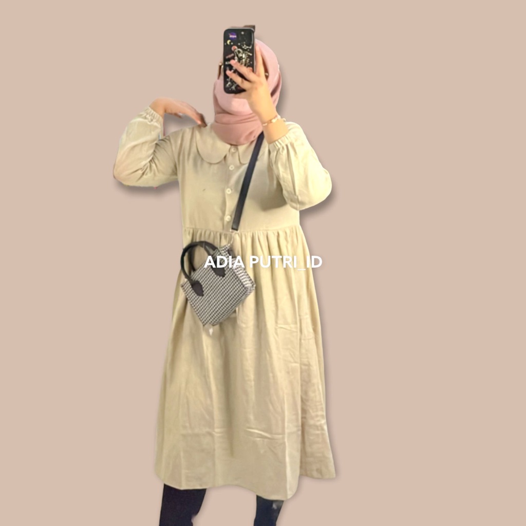 Long Tunik Fashion Wanita Terbaru Gamis Linen