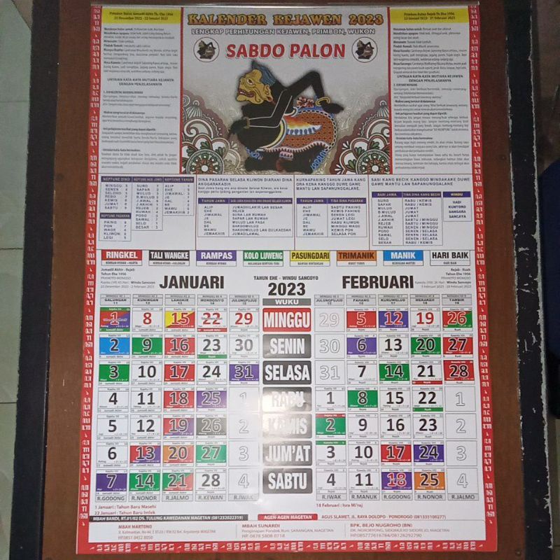 Jual Kalender Jawa Kejawen Dinding 2023 Sabdo Palon Ukuran Besar Shopee Indonesia 