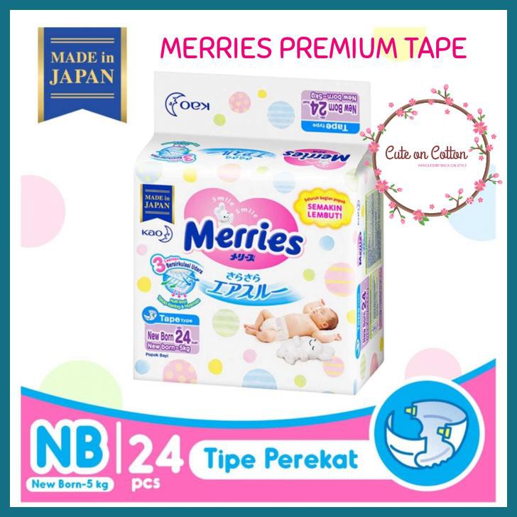 PROMO MURAH MERRIES PREMIUM TAPE NB24 NB 24 NEWBORN NEW BORN