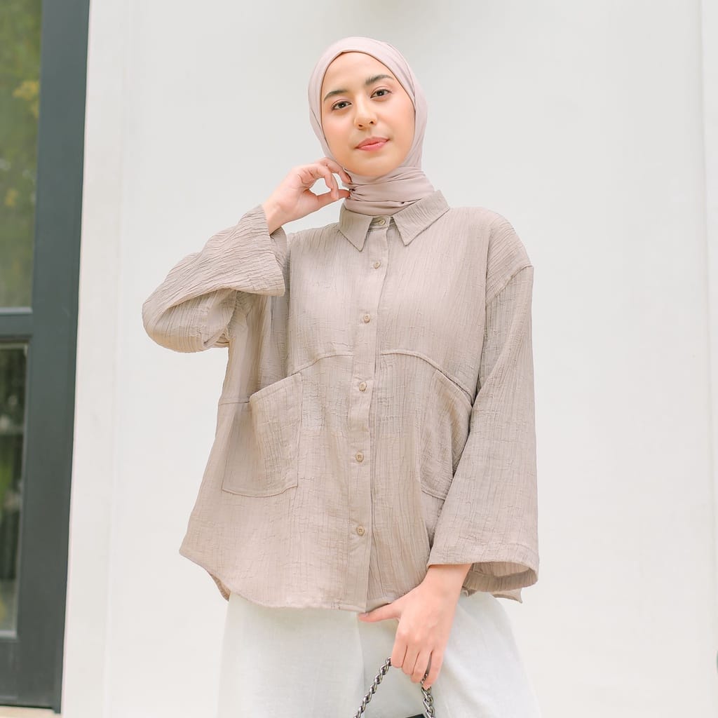 MSB371 Kemeja Basic Kina Shirt Palet Pastel Mango Cringkle