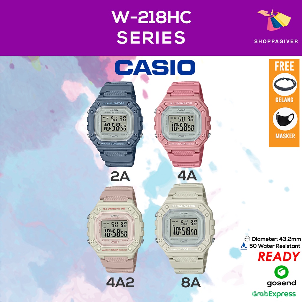 JAM TANGAN ORIGINAL CASIO W-218HC SERIES W-218HC-2A / W-218HC-4A / W-218HC-4A2 / W-218HC-8A DIGITAL 