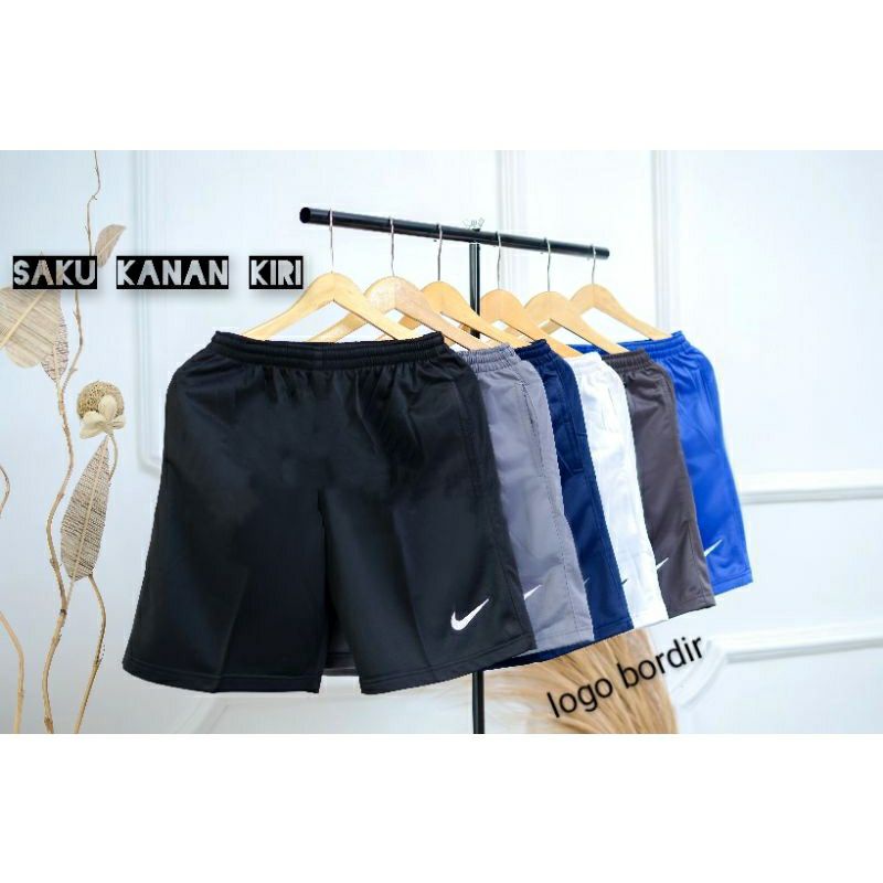 Celana Olahraga Pendek Pria HITAM Import Original Jogging Running Santai Voli Casual Cowok Cewek