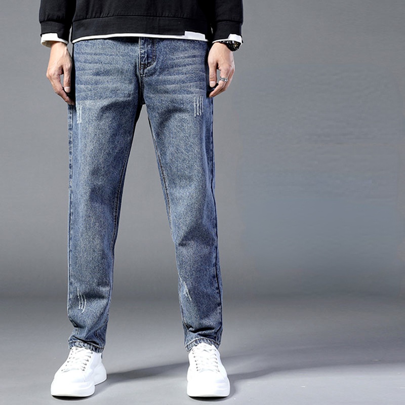 Celana Jins Lurus Longgar Pria 2022 Musim Panas Tipis Lebar Kaki Celana Panjang Kasual Pria Retro Am