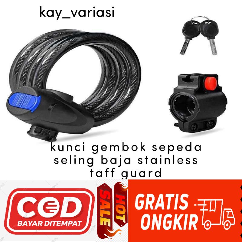 kunci gembok sepeda seling kunci gembok sepeda universal bahan baja stainless