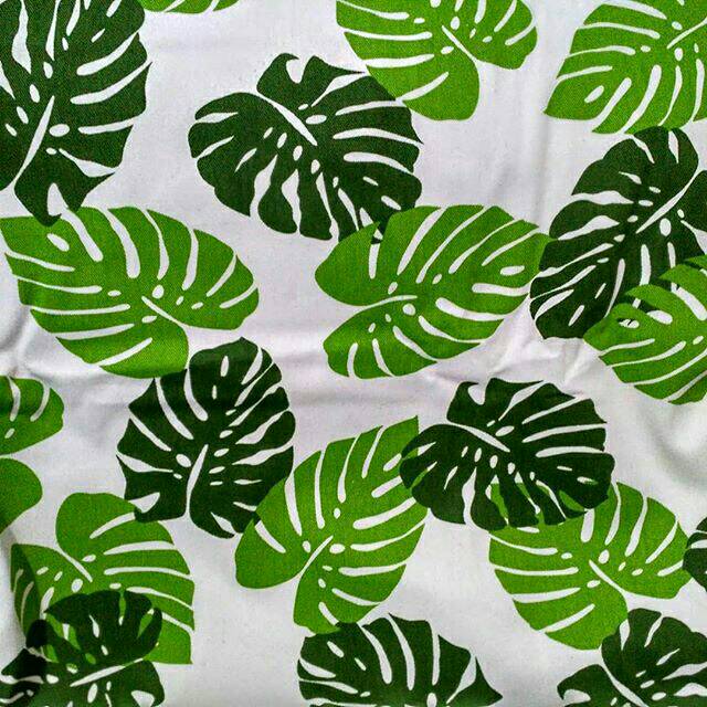 Kain kanvas lokal motif daun  monstera Shopee Indonesia