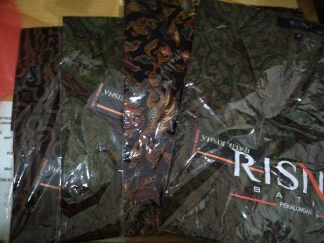 Risna Batik Krb Bunga Daun Coklat Kemeja Batik Lengan Panjang Premium M L Xl Xxxl / 3l 4l 5l