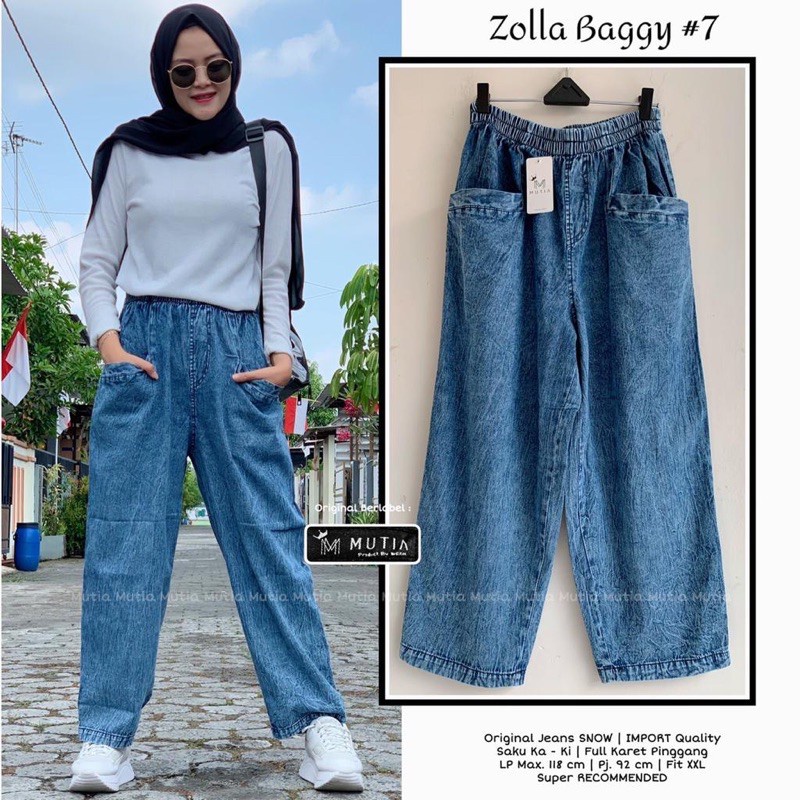 ZOLLA #7 OVERSIZE BAGGY PANTS ORIGINAL JEANS SNOW BY MUTIA LP MAX 118 FIT TO XXL