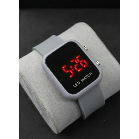 jam tangan LED Digital wanita jam tangan digital LED watch / jam tangan kekinian LED Digital / jam led karakter-Abu