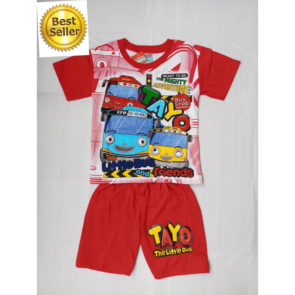 SETELAN ANAK COWOK UMUR 4-6TAHUN GAMBAR TAYO - BAJU ANAK LAKI LAKI GAMBAR TAYO 5 WARNA