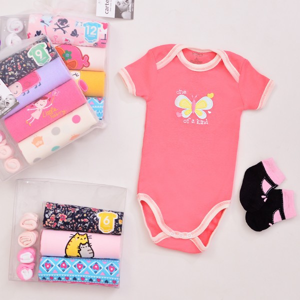 Premium Carter Jumper Bayi Perempuan 4pc Kaos Kaki 3psg P052