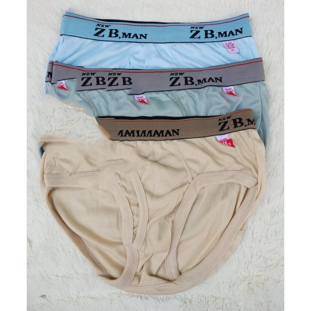 3 Pcs Celana Dalam ZB Man - Celana Dalam Pria Karet Boxer - Mix 3 Warna