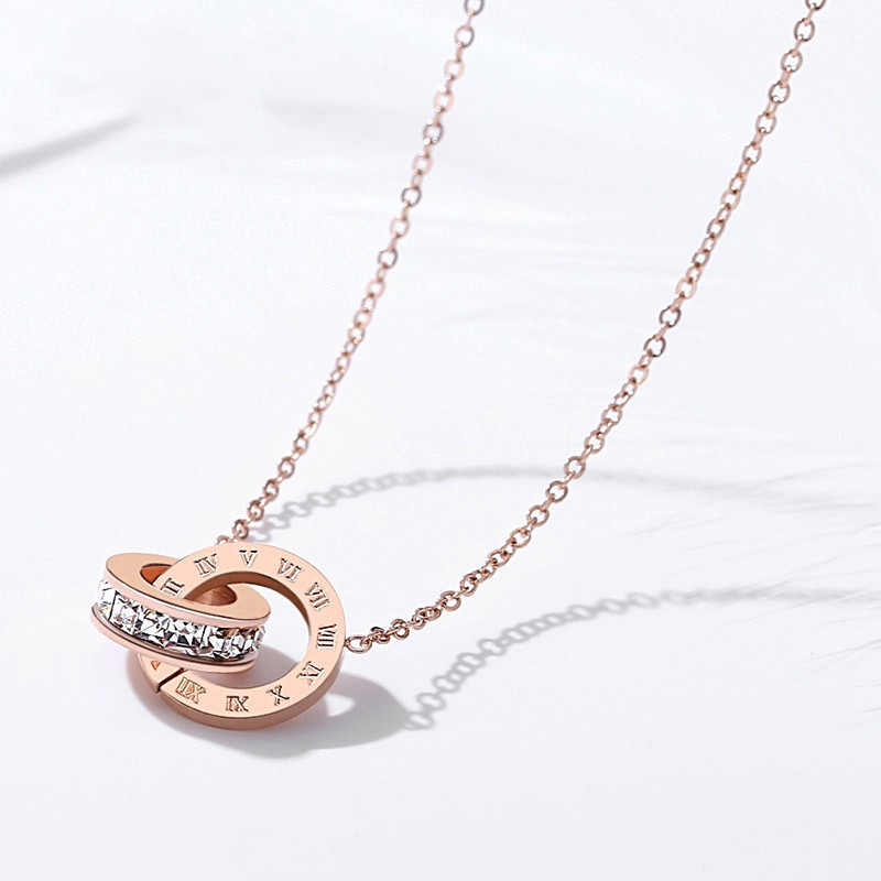 AZ042 Baja Kalung Titanium Liontin Perhiasan Stainless Steel Necklace Hadiah Valentine Perempuan