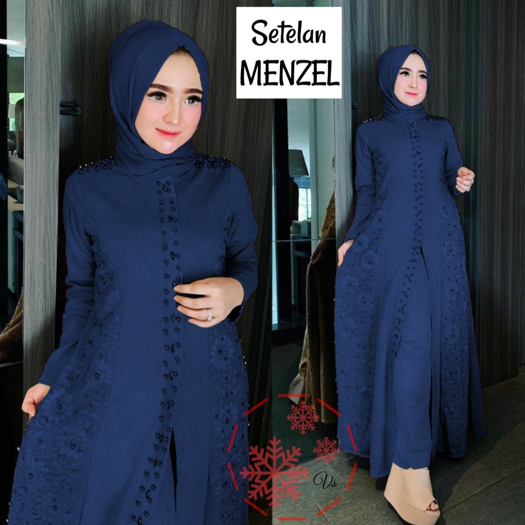 SET GAMIS BRUKAT MUTIARA MENZEL MUSLIM FASHION KEKINIAN DRESS PESTA TERBARU COD