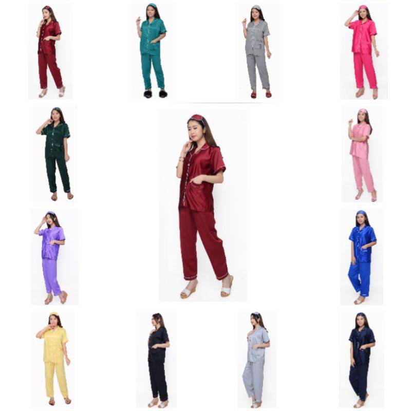 PIYAMA CP SATEN SILK baju pendek celana panjang satin velvet dewasa piama pajamas baju tidur