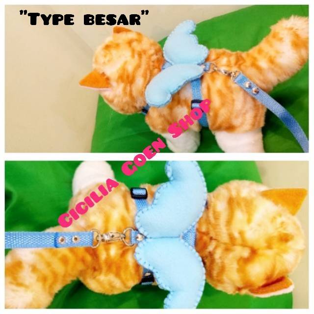 Harness 1,5CM nylon tebal sayap Tali tuntun kekang badan nilon anjing kucing kelinci musang