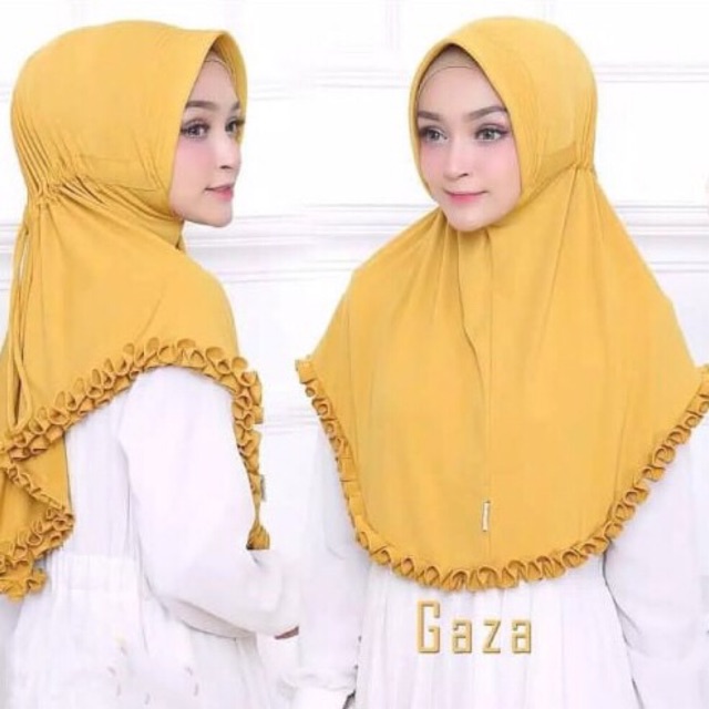 Jilbab Serut Gaza / Hijab Instan Pet Antem / Khimar Rempel kriwil / kerudung Instant Jersey terbaru