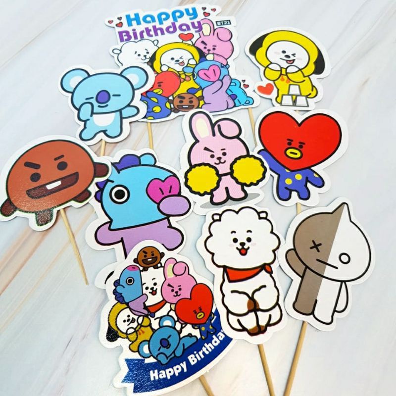 Jual READY CAKE TOPPER BT21 | ULANG TAHUN | PERALATAN ULANG TAHUN