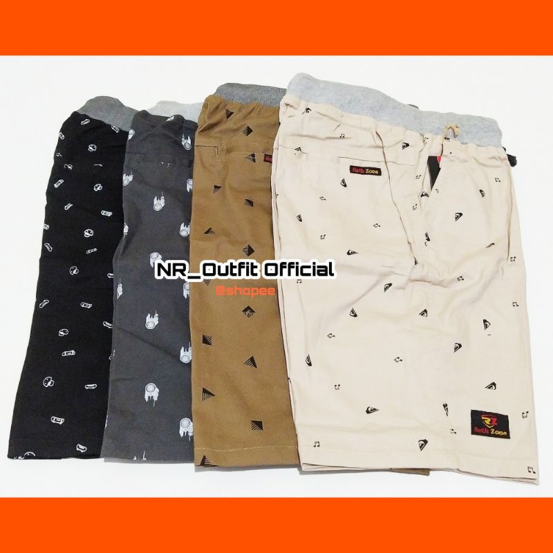 Celana Chino Pendek Rip Motif Pria Top Grade Pinggang Karet Street Surfing Stretch Santai Big Size