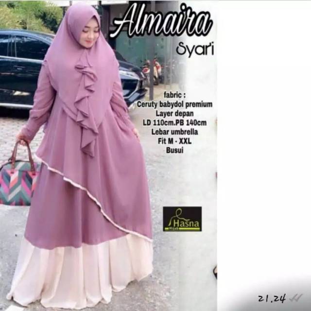 Ns Najibah GAMIS SYARI  ALMIRA SATU SET KRUDUNG KHIMAR HIJAB GAMISMUSLIMAH STELANHAJI MOSCREPE