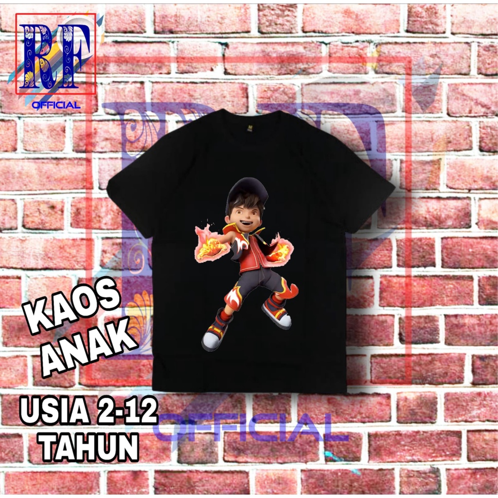 Kaos baju anak BOBOIBOY FIRE API t-shirt kartun animasi kaos band oversize lokal t-shirt hitam baju 