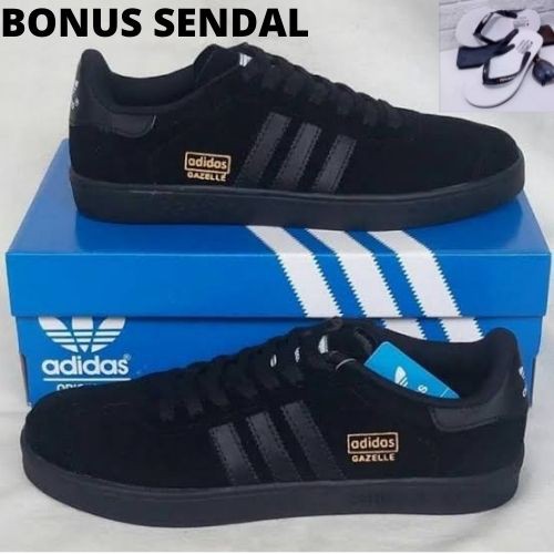 Adidas Sepatu sneakers Pria wanita Casual Terbaru Adidas Gazelle kekinian adidas Hitam polos Grade Ori