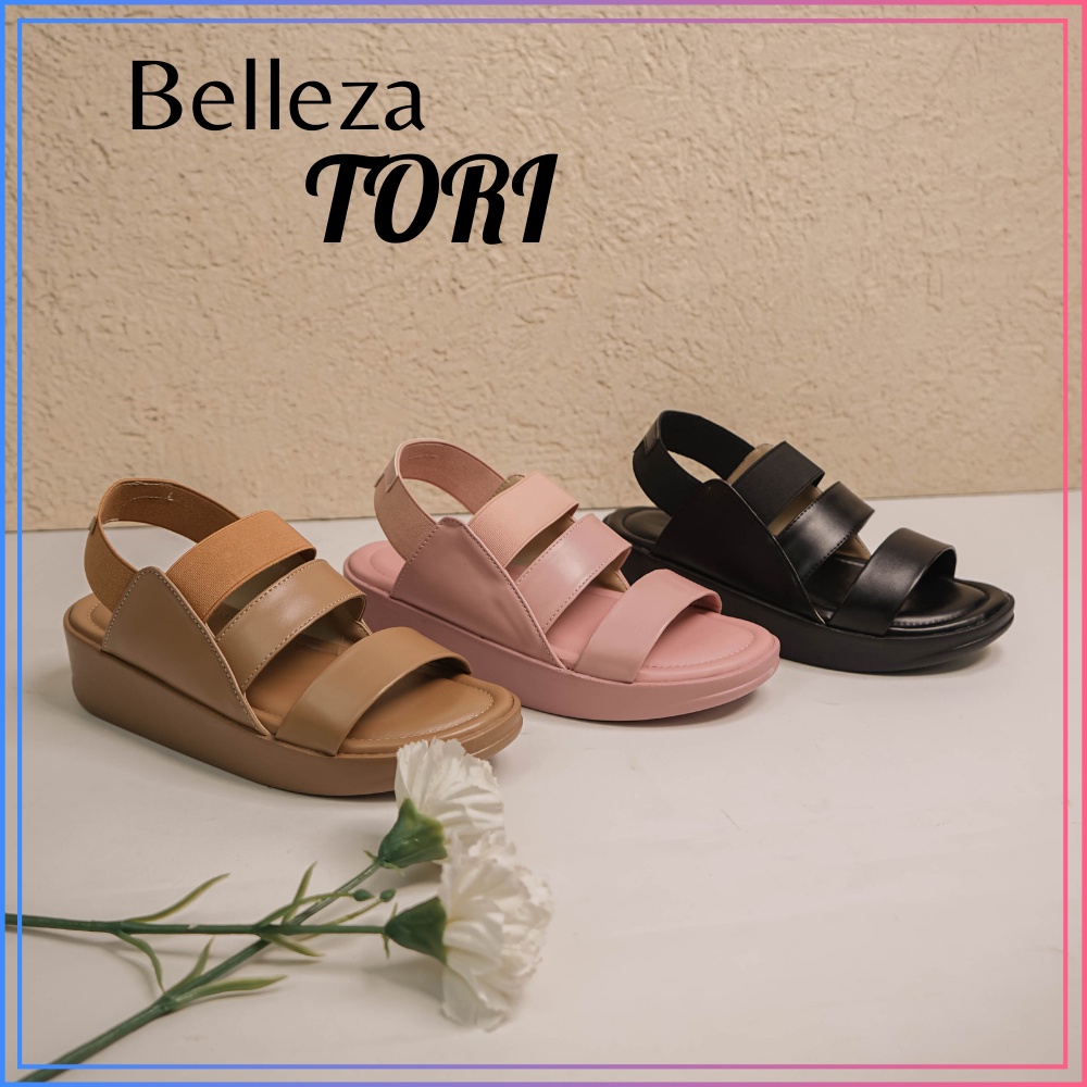 Belleza TORI Sepatu Sandal Wanita sandal wedges tali sepatu sandal santai terbaru Sandal Wedges Wani