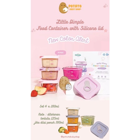 Little Dimple - Baby Food Container With Silicone Lid Set 4pcs wadah kaca