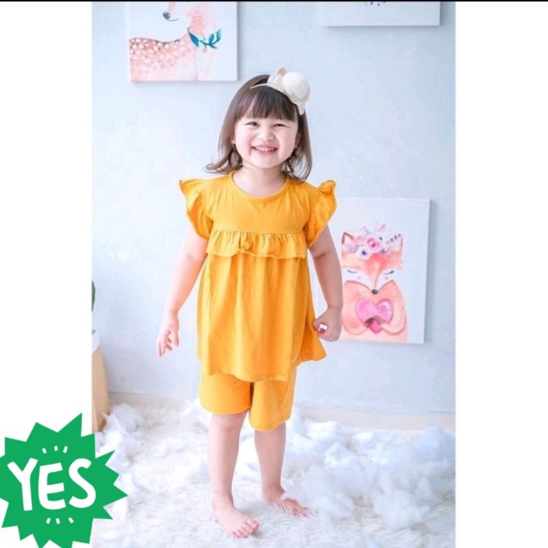 SETELAN ANAK MURAH BAJU ANAK CEWEK POMPOM LUCU