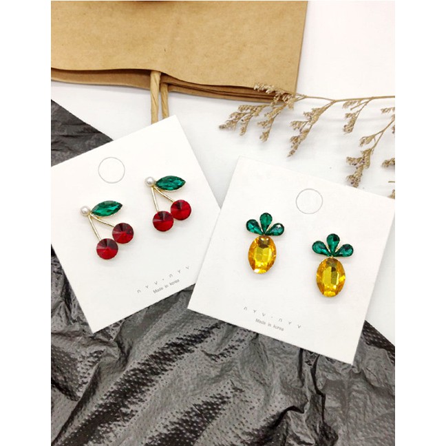 LRC Anting Tusuk Fashion Crystal Spiny Fruit Earrings F8018X